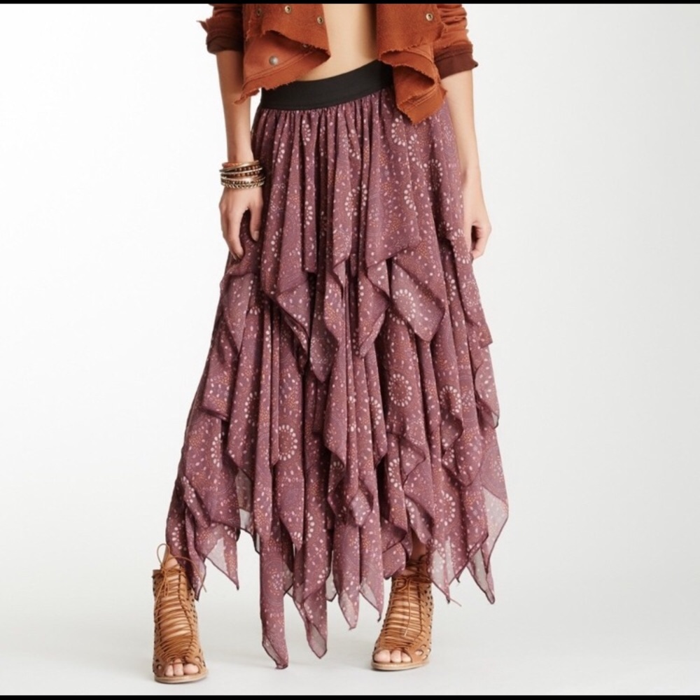 Free People ruffled maxi skirt